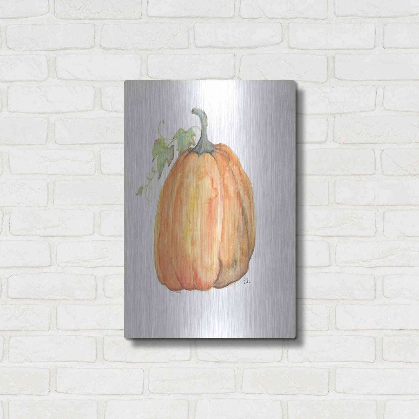 Luxe Metal Art 'Plump Pumpkin' by Jessica Mingo, Metal Wall Art,16x24