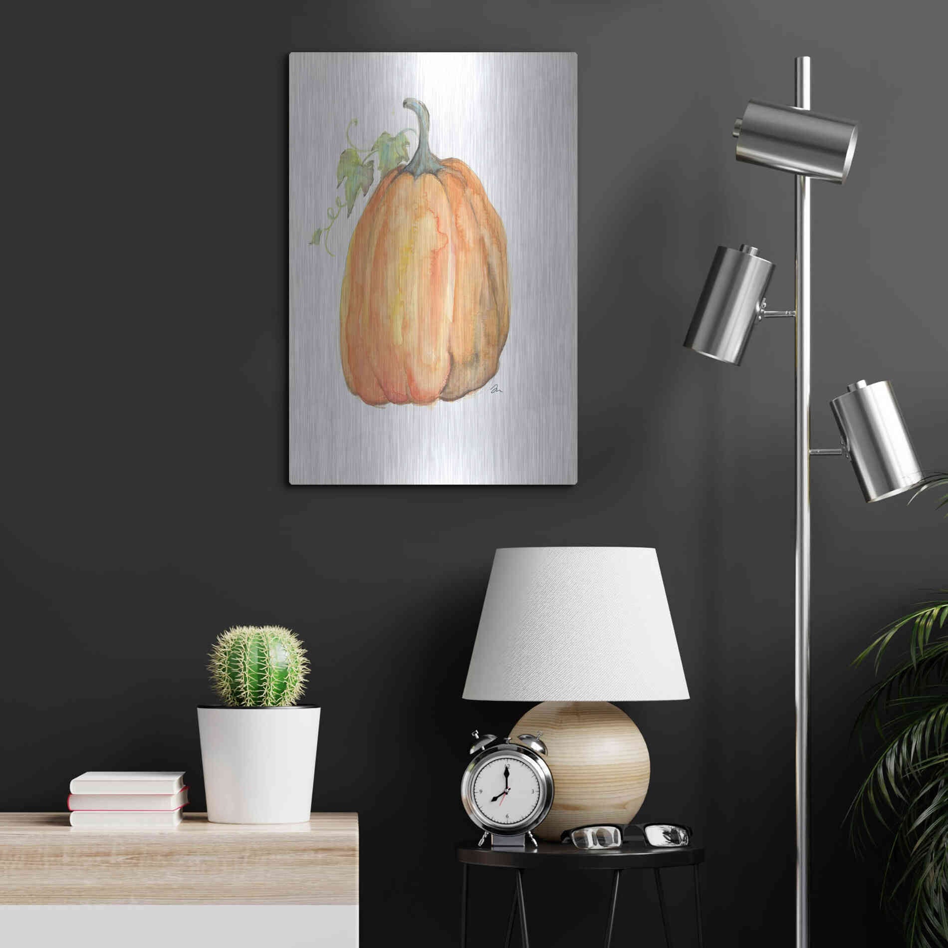 Luxe Metal Art 'Plump Pumpkin' by Jessica Mingo, Metal Wall Art,16x24