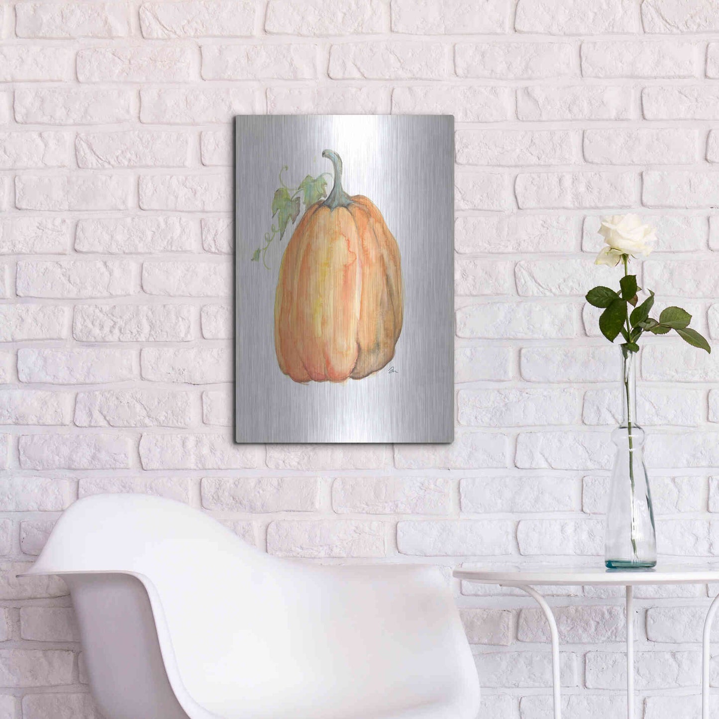 Luxe Metal Art 'Plump Pumpkin' by Jessica Mingo, Metal Wall Art,16x24