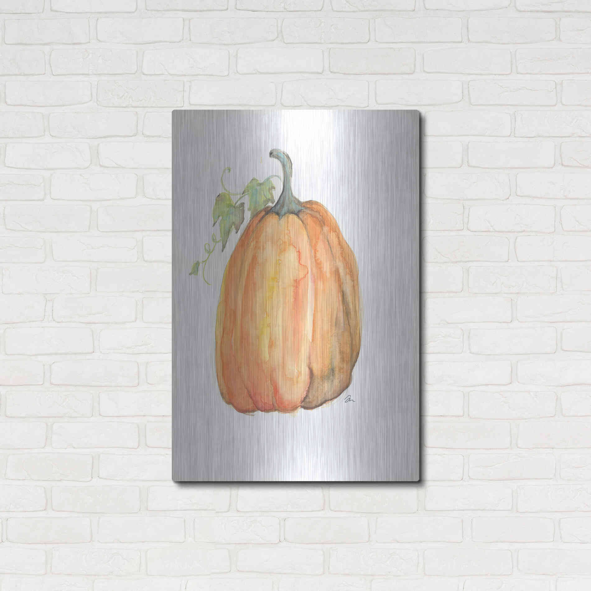 Luxe Metal Art 'Plump Pumpkin' by Jessica Mingo, Metal Wall Art,24x36