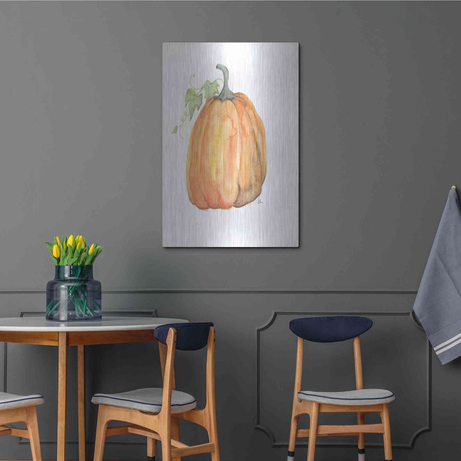 Luxe Metal Art 'Plump Pumpkin' by Jessica Mingo, Metal Wall Art,24x36