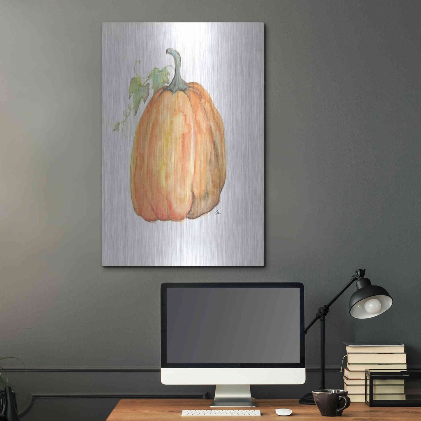 Luxe Metal Art 'Plump Pumpkin' by Jessica Mingo, Metal Wall Art,24x36