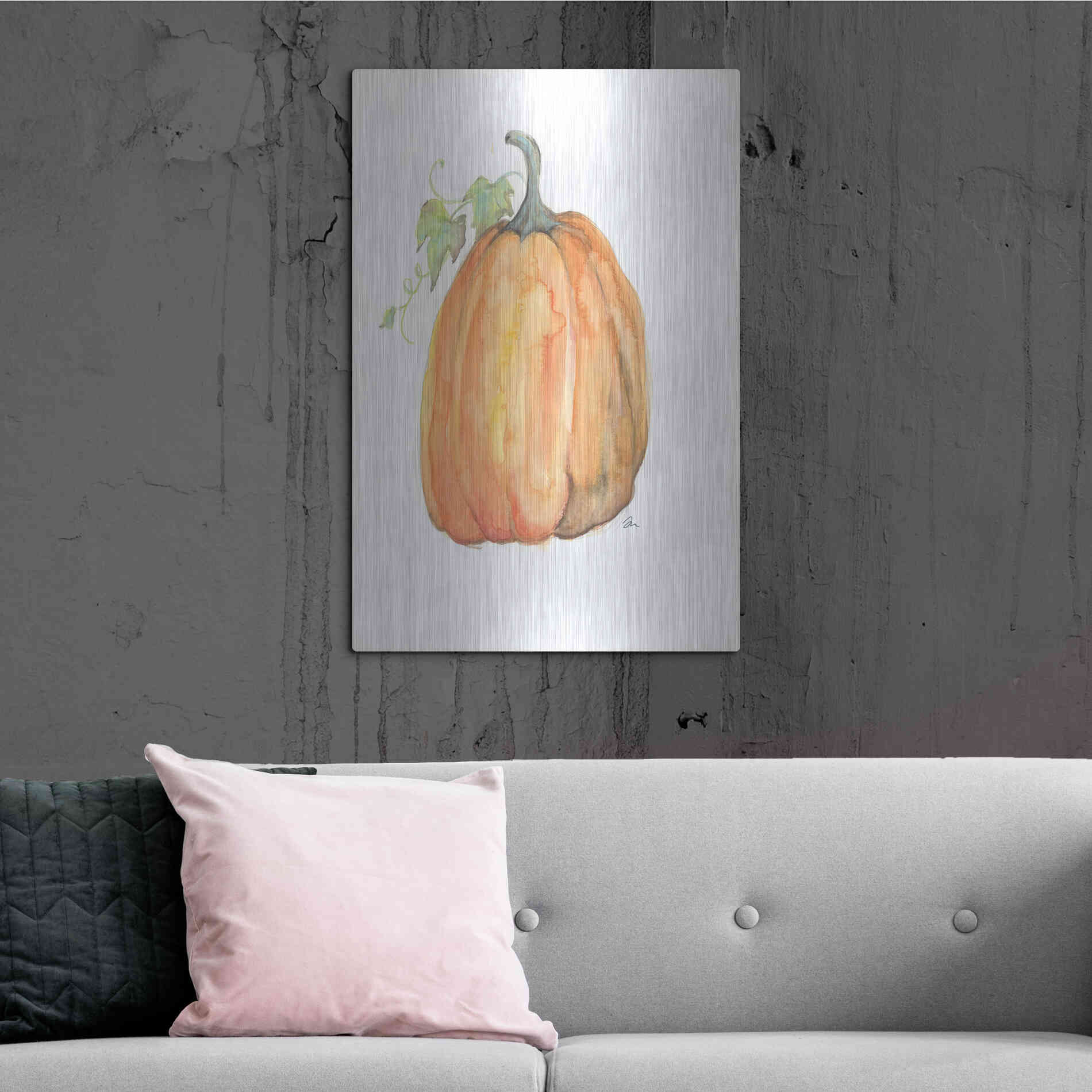 Luxe Metal Art 'Plump Pumpkin' by Jessica Mingo, Metal Wall Art,24x36