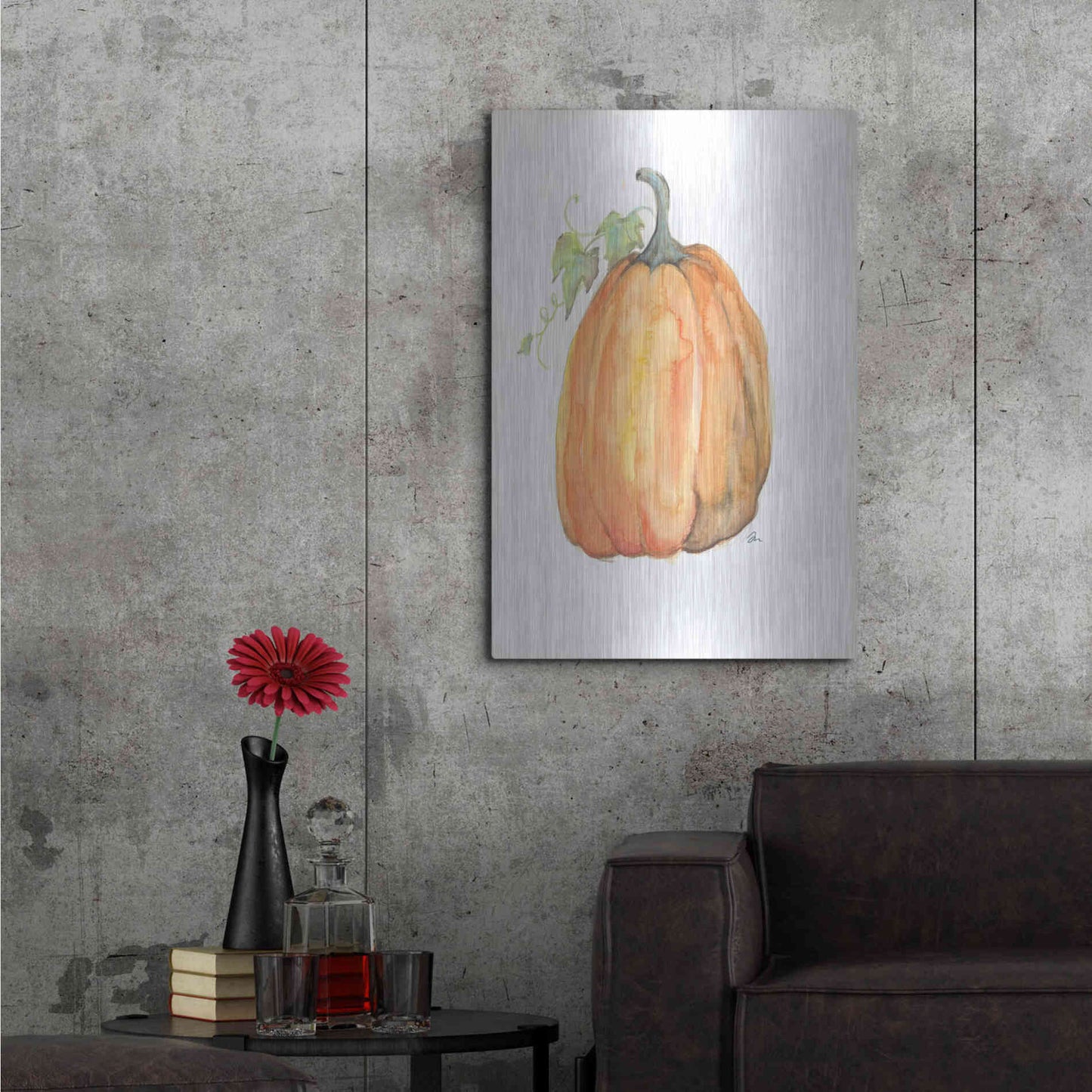 Luxe Metal Art 'Plump Pumpkin' by Jessica Mingo, Metal Wall Art,24x36