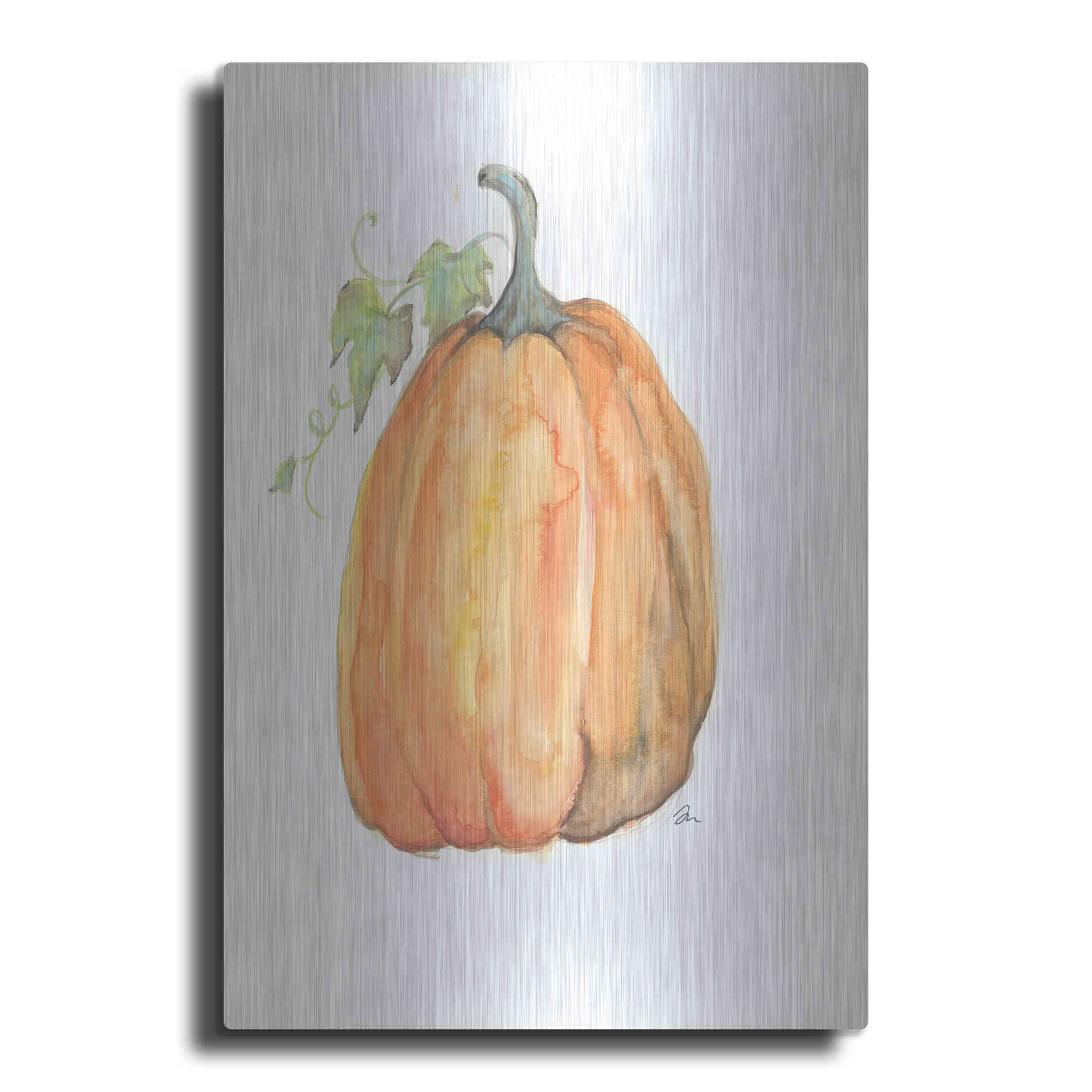 Luxe Metal Art 'Plump Pumpkin' by Jessica Mingo, Metal Wall Art