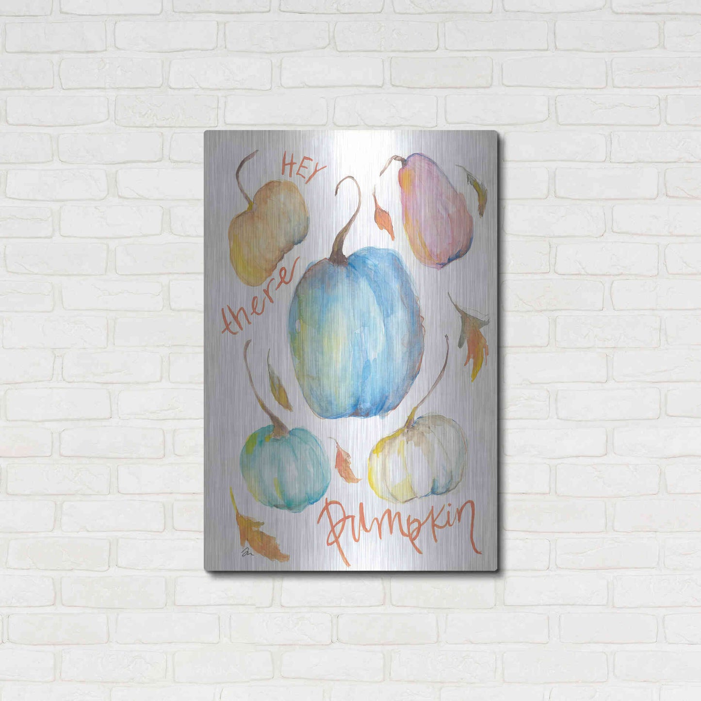 Luxe Metal Art 'Hey There Pumpkin' by Jessica Mingo, Metal Wall Art,24x36