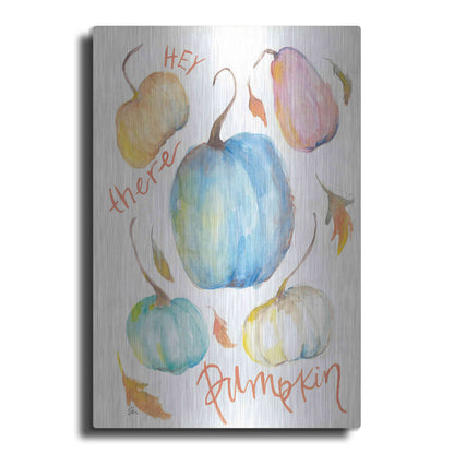 Luxe Metal Art 'Hey There Pumpkin' by Jessica Mingo, Metal Wall Art