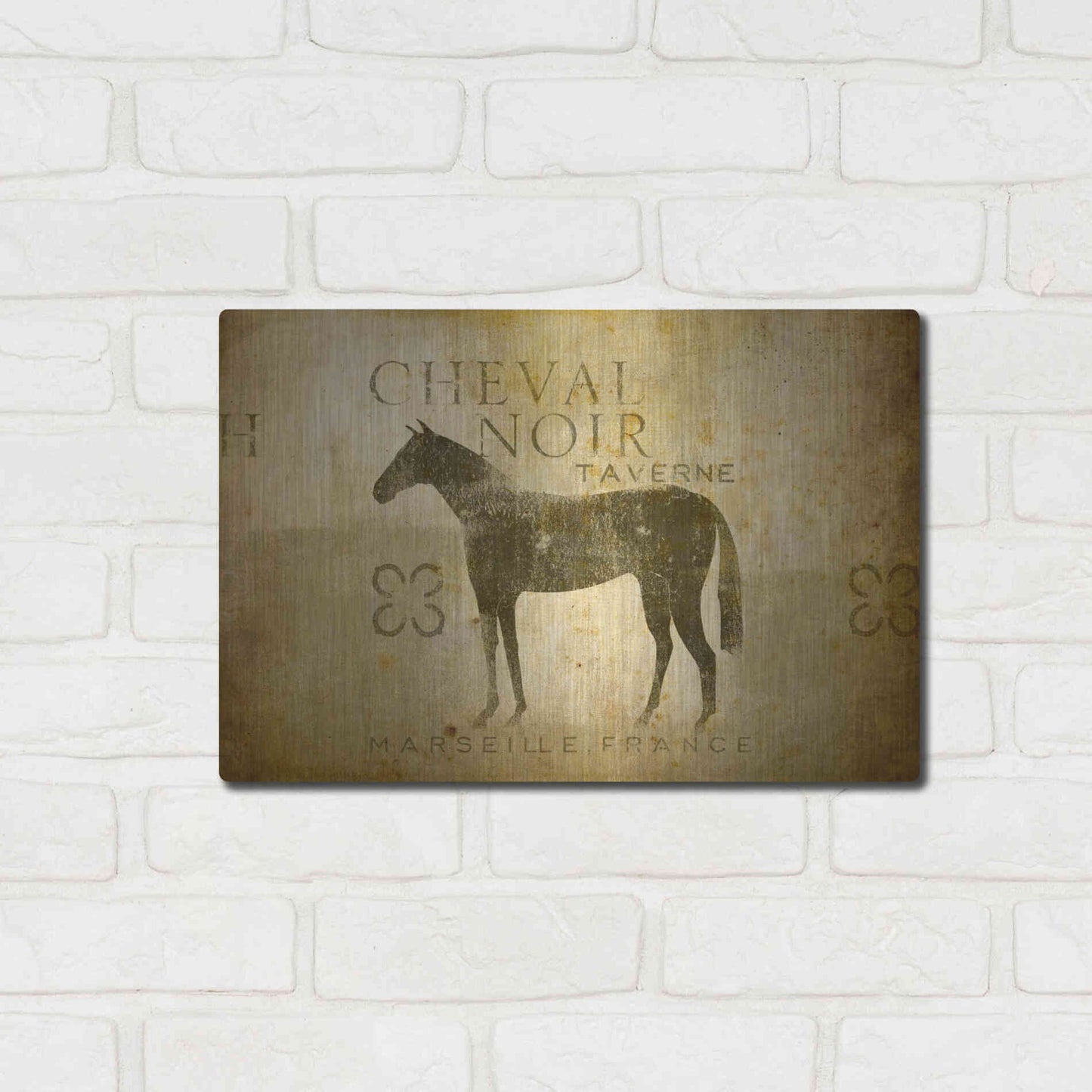 Luxe Metal Art 'Cheval Noir v4' by Ryan Fowler, Metal Wall Art,16x12