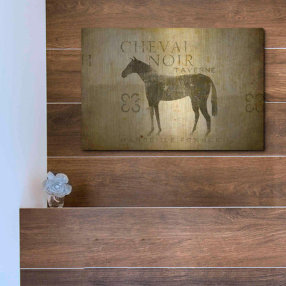 Luxe Metal Art 'Cheval Noir v4' by Ryan Fowler, Metal Wall Art,16x12