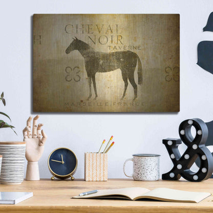 Luxe Metal Art 'Cheval Noir v4' by Ryan Fowler, Metal Wall Art,16x12