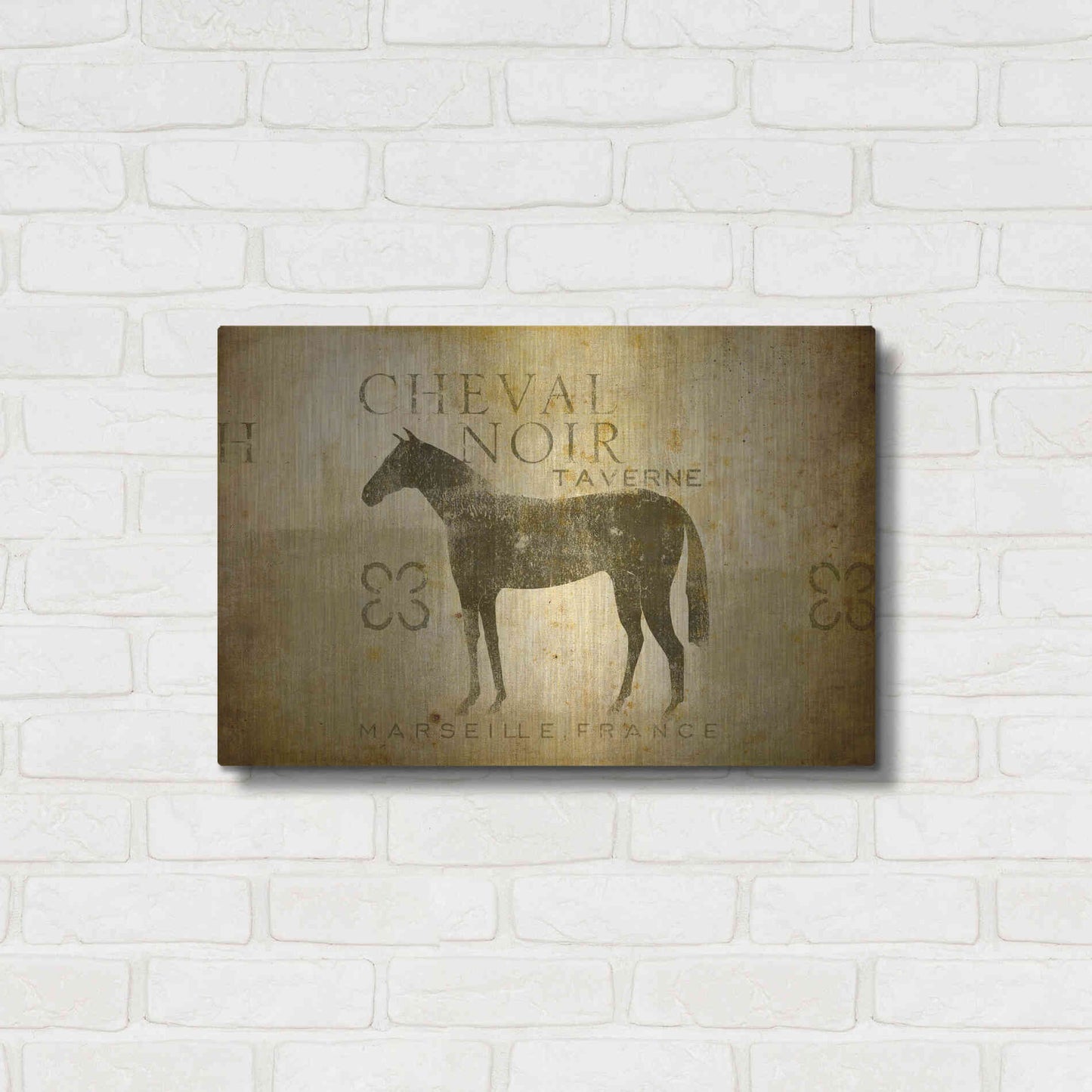 Luxe Metal Art 'Cheval Noir v4' by Ryan Fowler, Metal Wall Art,24x16