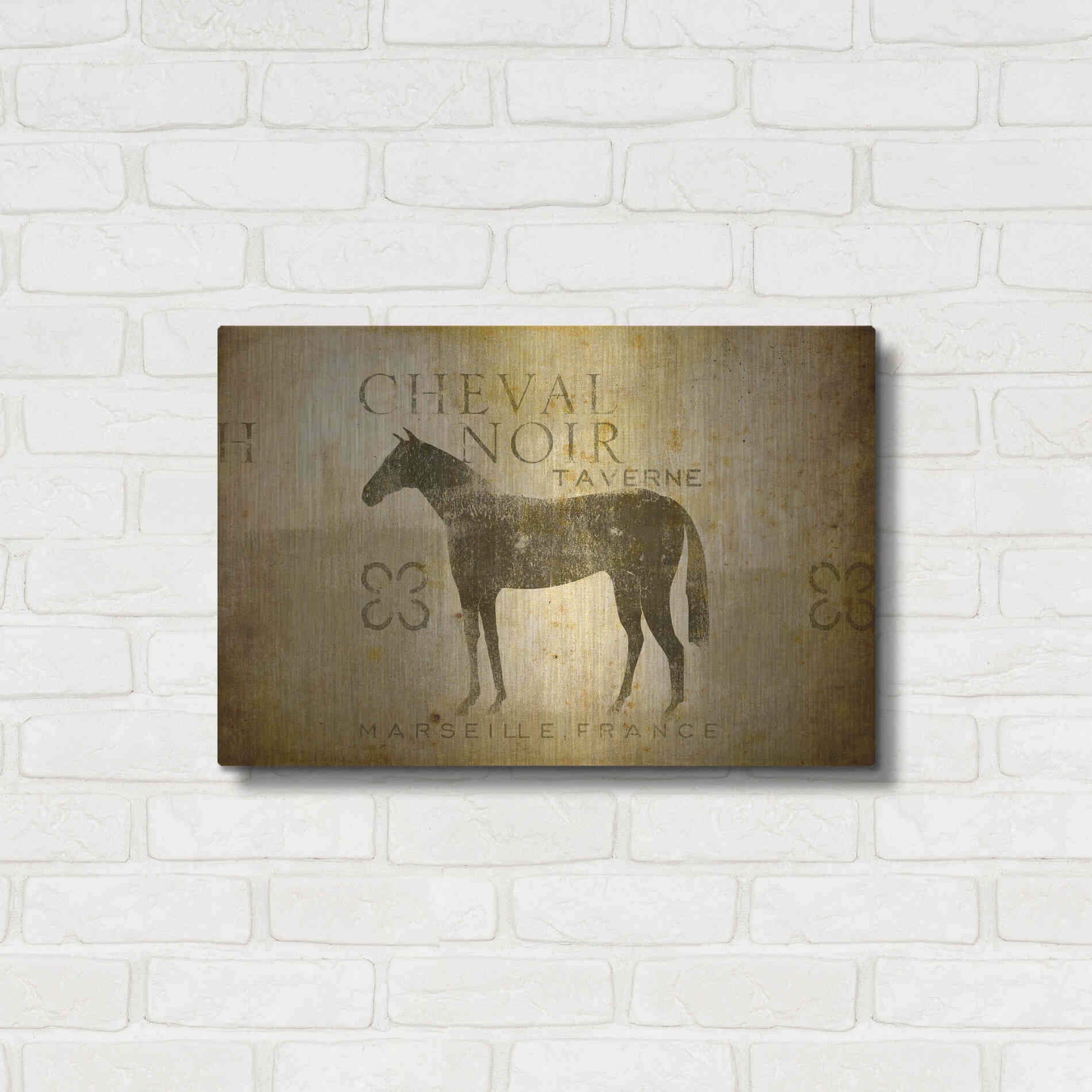 Luxe Metal Art 'Cheval Noir v4' by Ryan Fowler, Metal Wall Art,24x16