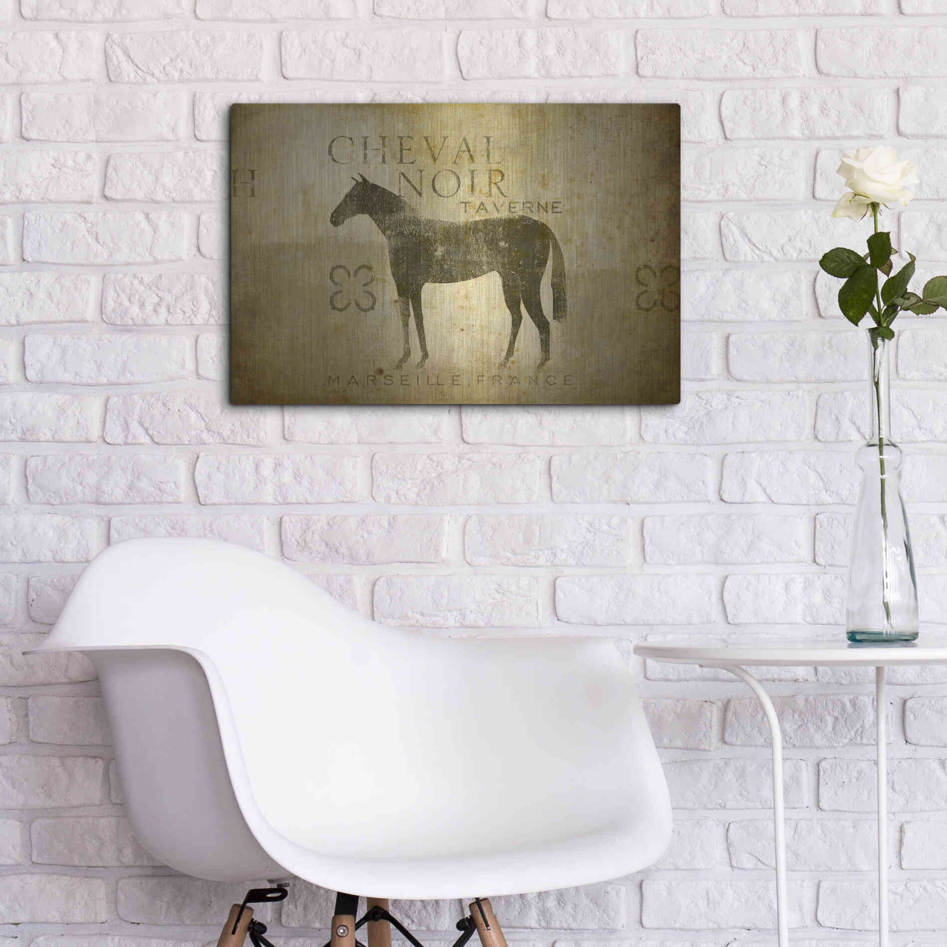 Luxe Metal Art 'Cheval Noir v4' by Ryan Fowler, Metal Wall Art,24x16