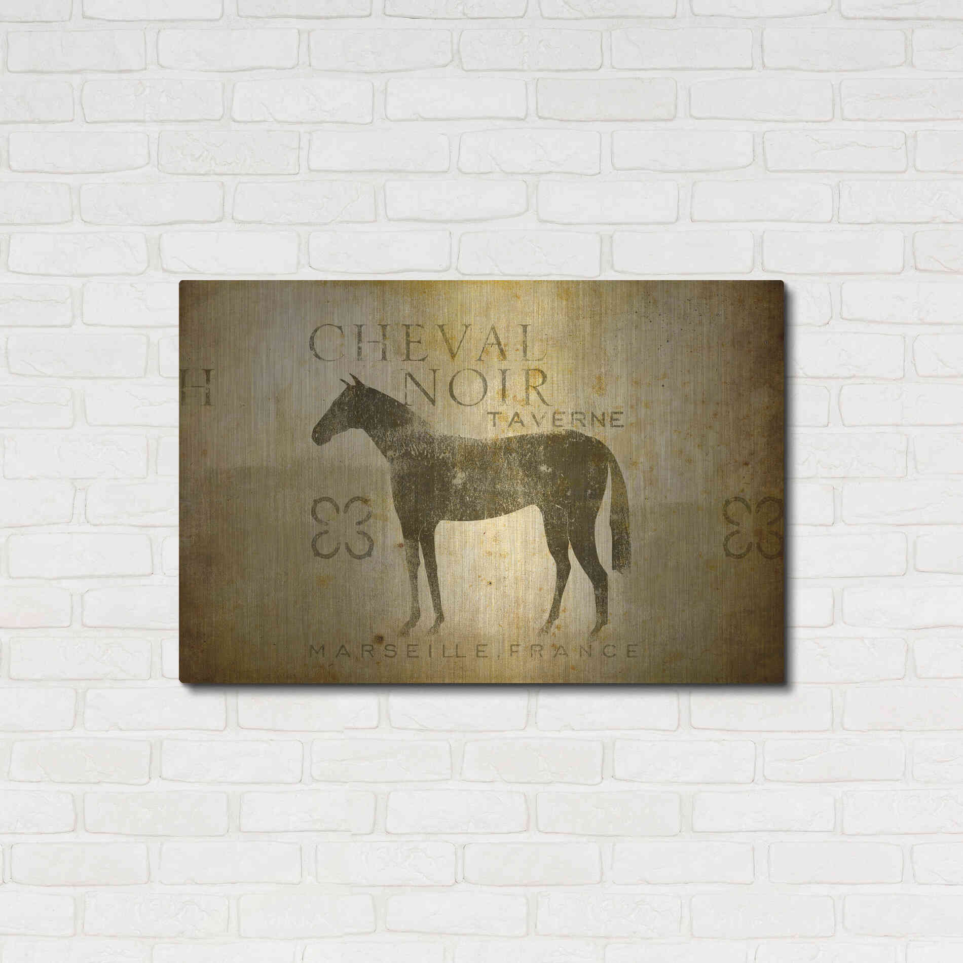Luxe Metal Art 'Cheval Noir v4' by Ryan Fowler, Metal Wall Art,36x24