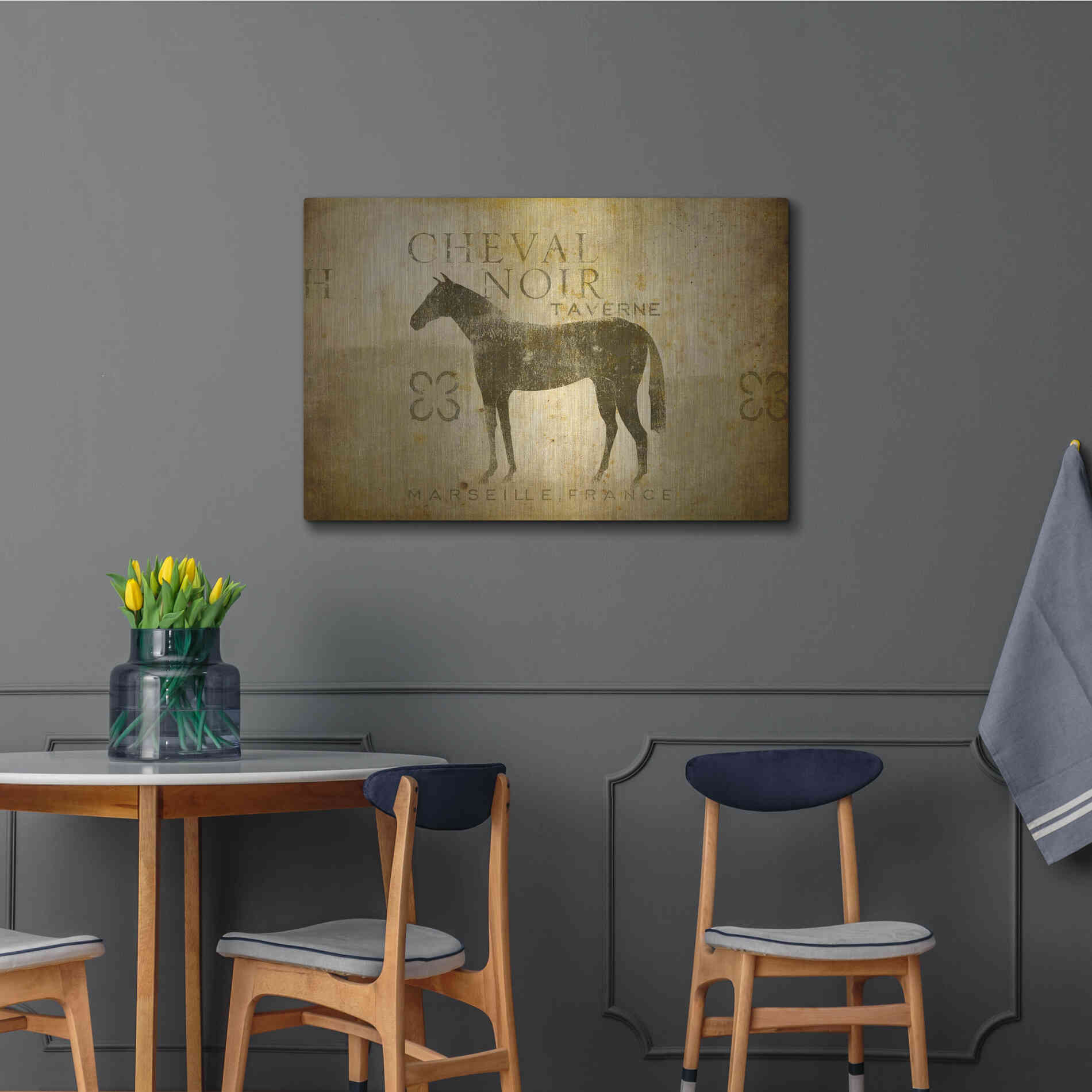 Luxe Metal Art 'Cheval Noir v4' by Ryan Fowler, Metal Wall Art,36x24