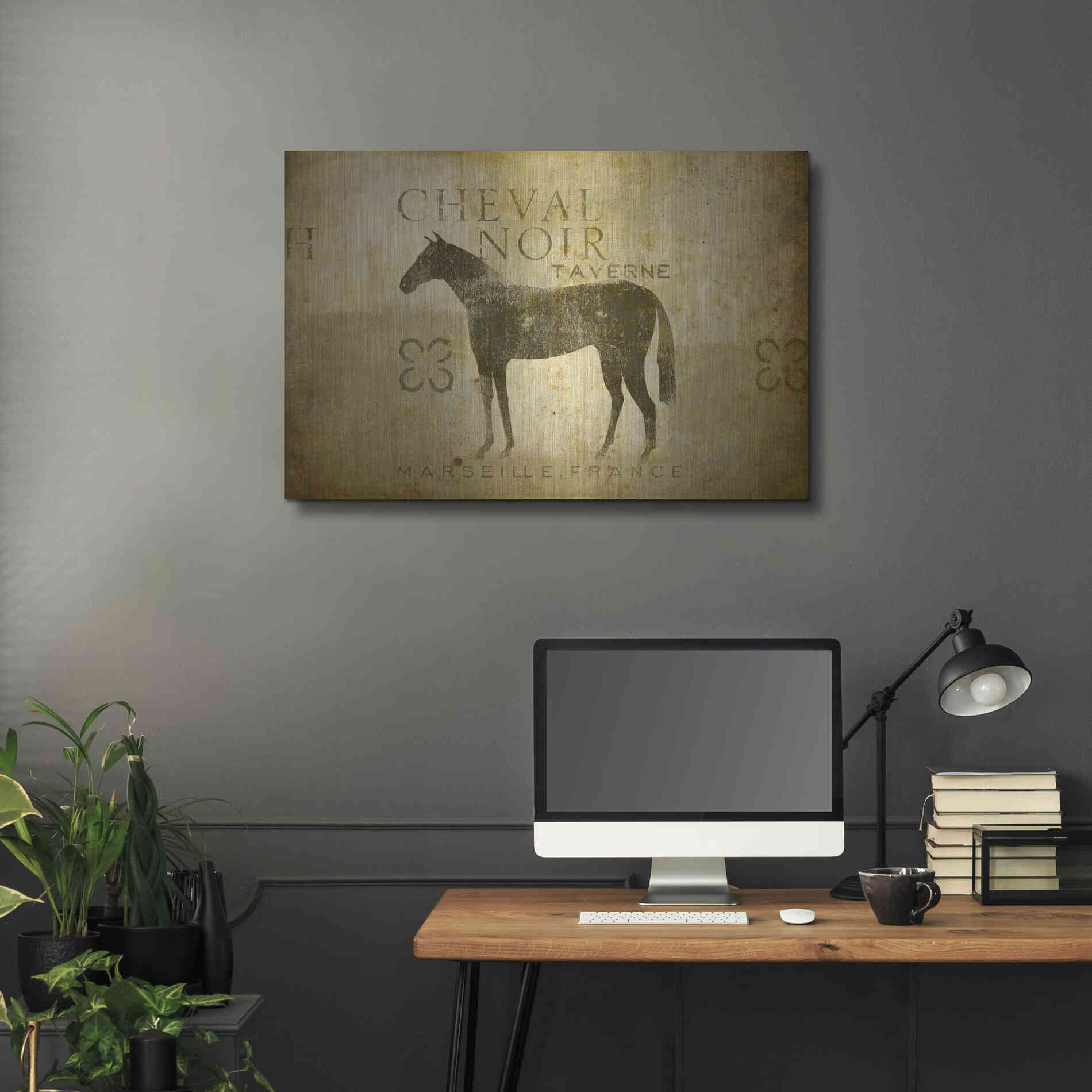 Luxe Metal Art 'Cheval Noir v4' by Ryan Fowler, Metal Wall Art,36x24