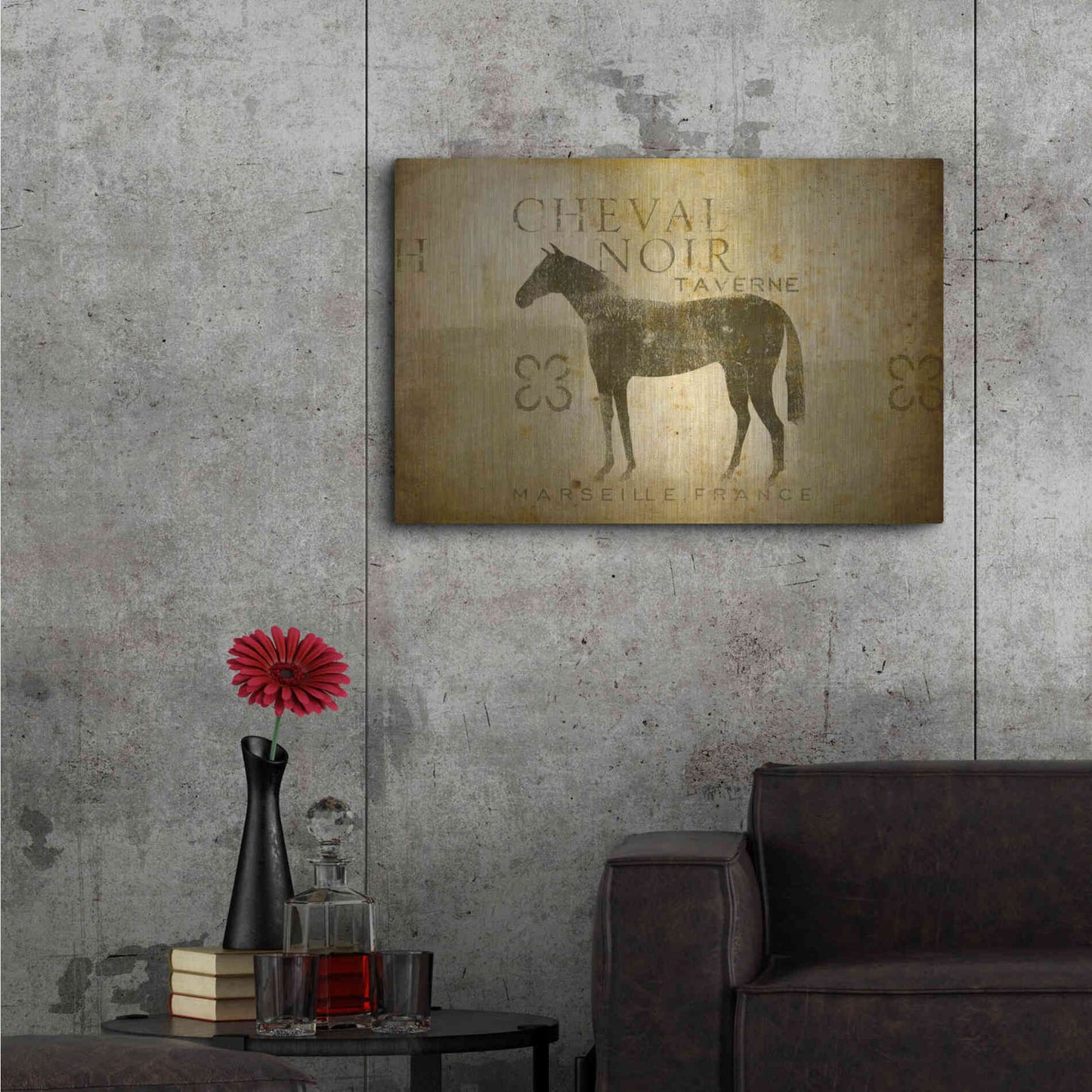 Luxe Metal Art 'Cheval Noir v4' by Ryan Fowler, Metal Wall Art,36x24