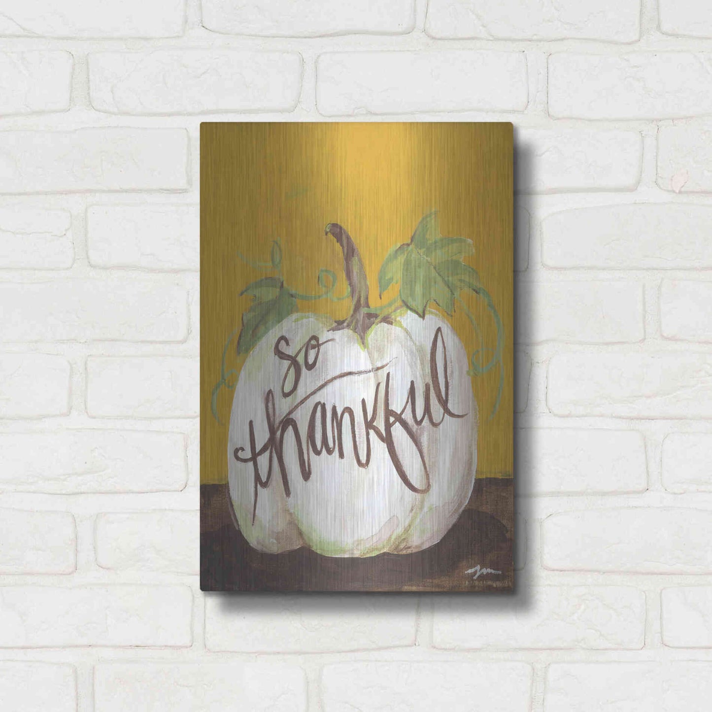Luxe Metal Art 'So Thankful' by Jessica Mingo, Metal Wall Art,12x16
