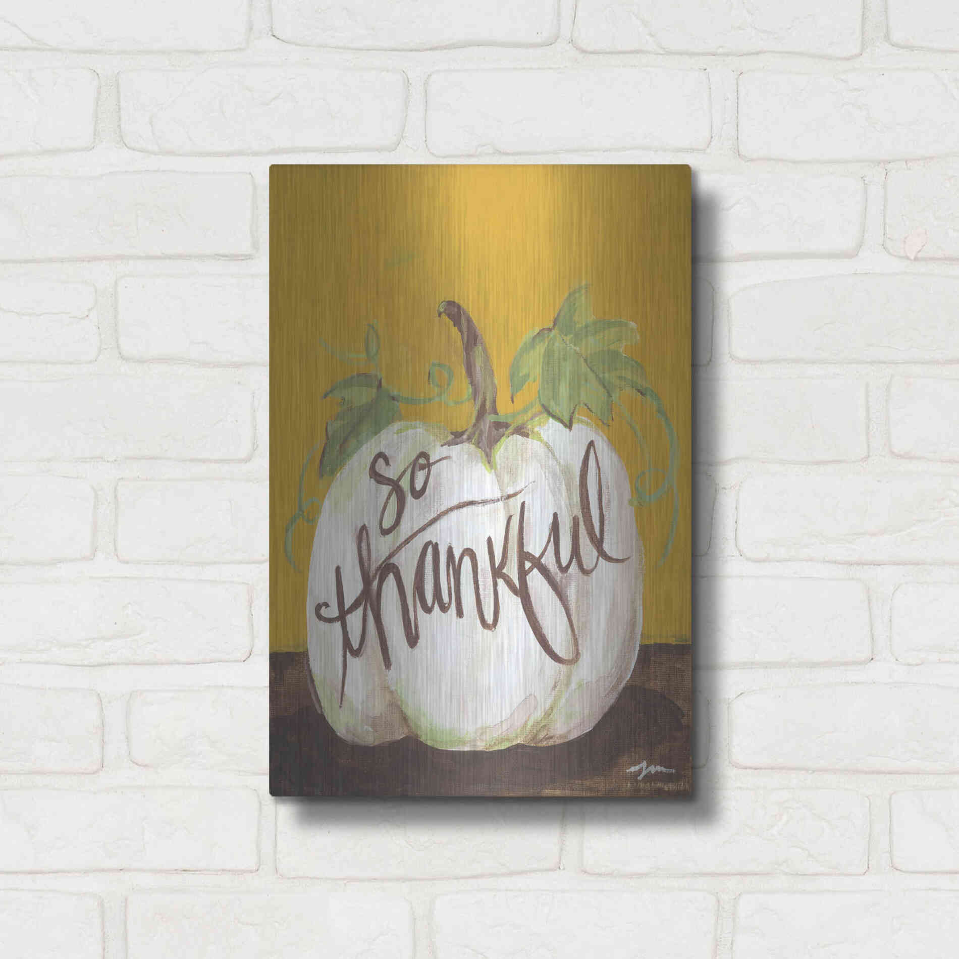Luxe Metal Art 'So Thankful' by Jessica Mingo, Metal Wall Art,12x16