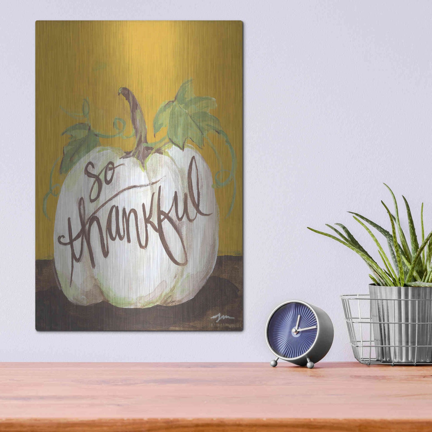 Luxe Metal Art 'So Thankful' by Jessica Mingo, Metal Wall Art,12x16