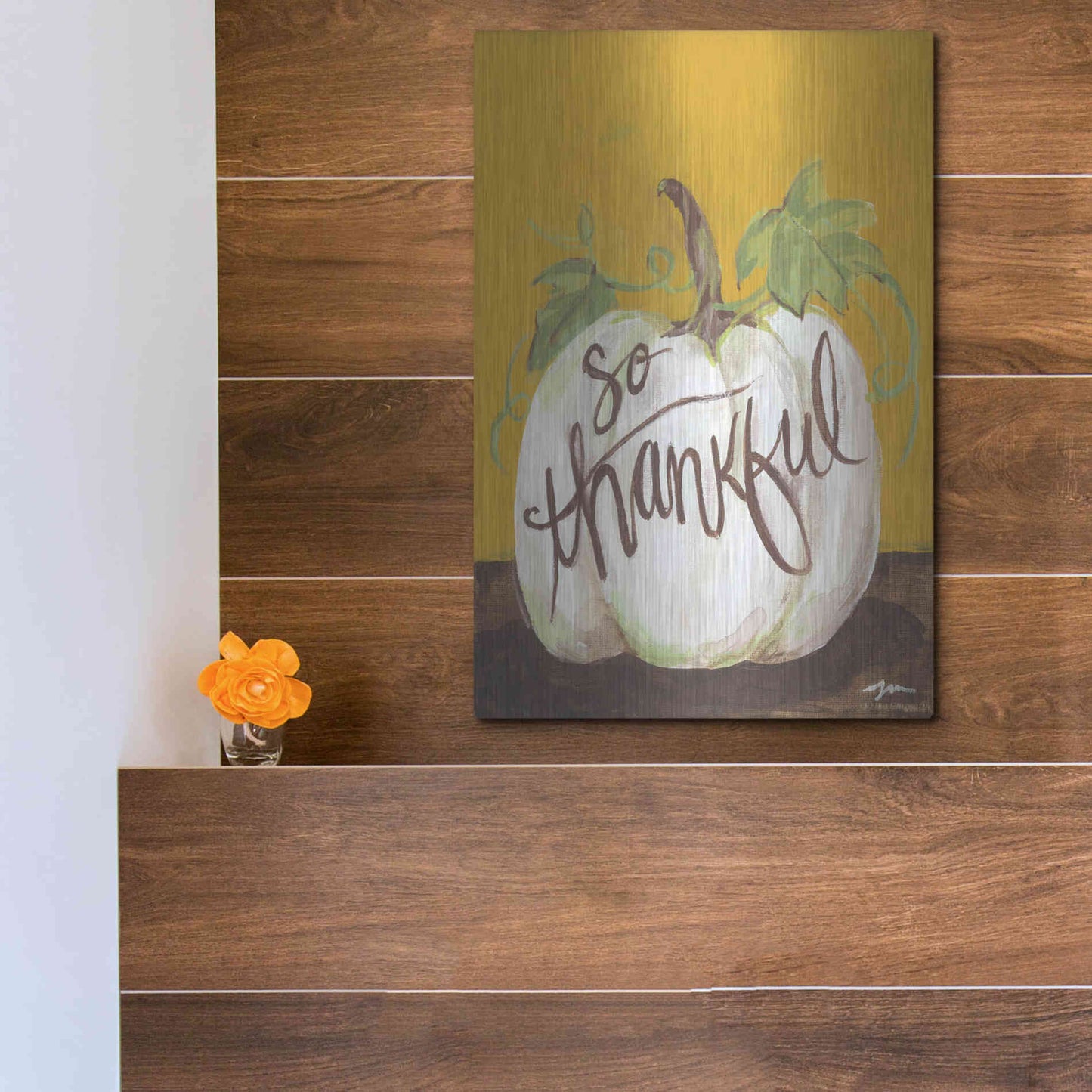 Luxe Metal Art 'So Thankful' by Jessica Mingo, Metal Wall Art,12x16