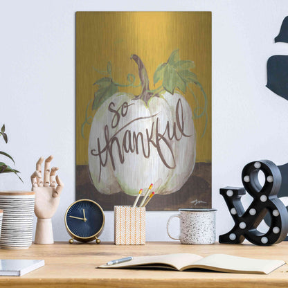 Luxe Metal Art 'So Thankful' by Jessica Mingo, Metal Wall Art,12x16