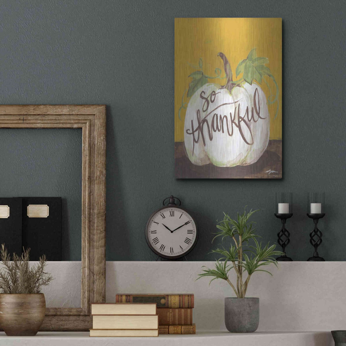 Luxe Metal Art 'So Thankful' by Jessica Mingo, Metal Wall Art,12x16