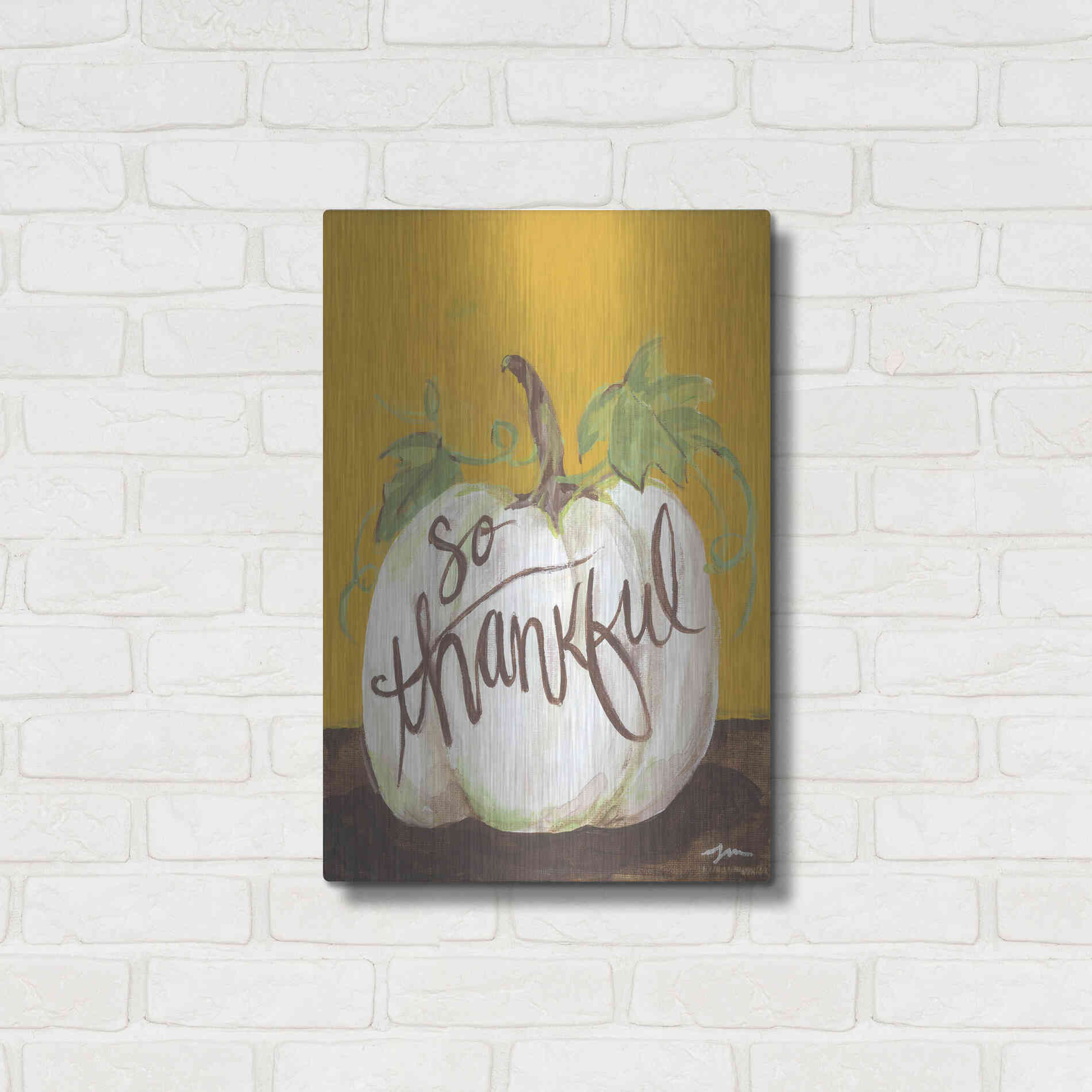 Luxe Metal Art 'So Thankful' by Jessica Mingo, Metal Wall Art,16x24