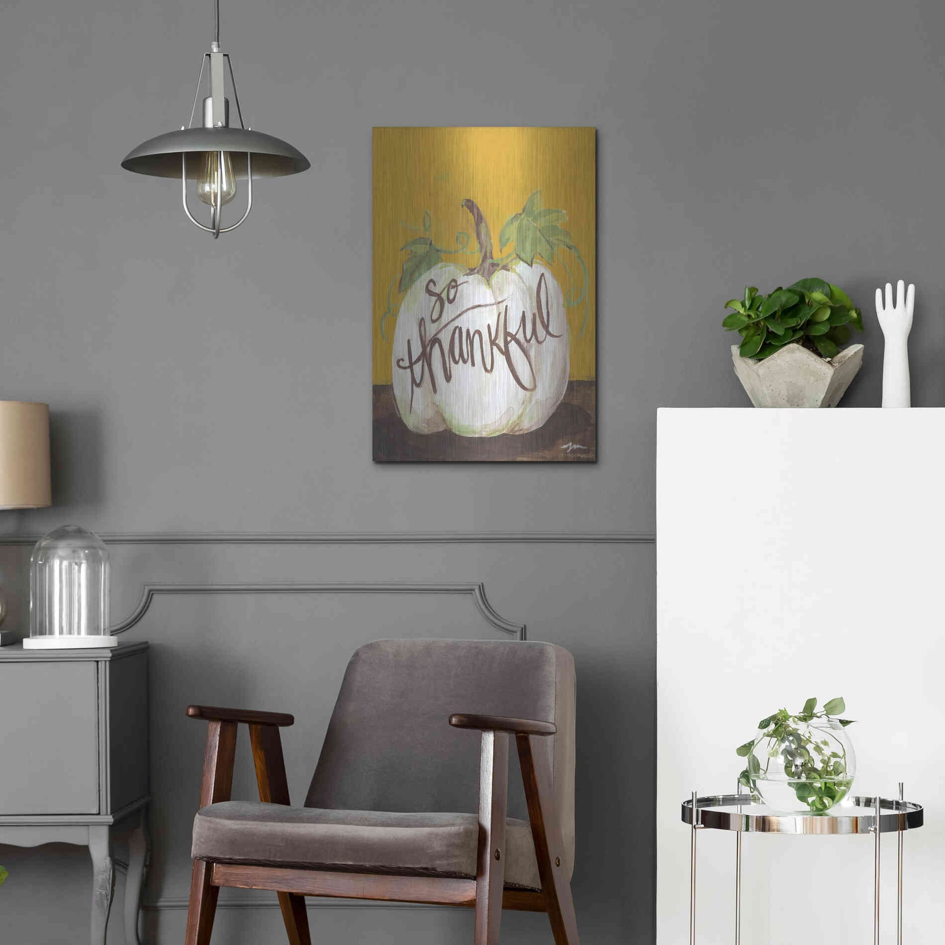 Luxe Metal Art 'So Thankful' by Jessica Mingo, Metal Wall Art,16x24