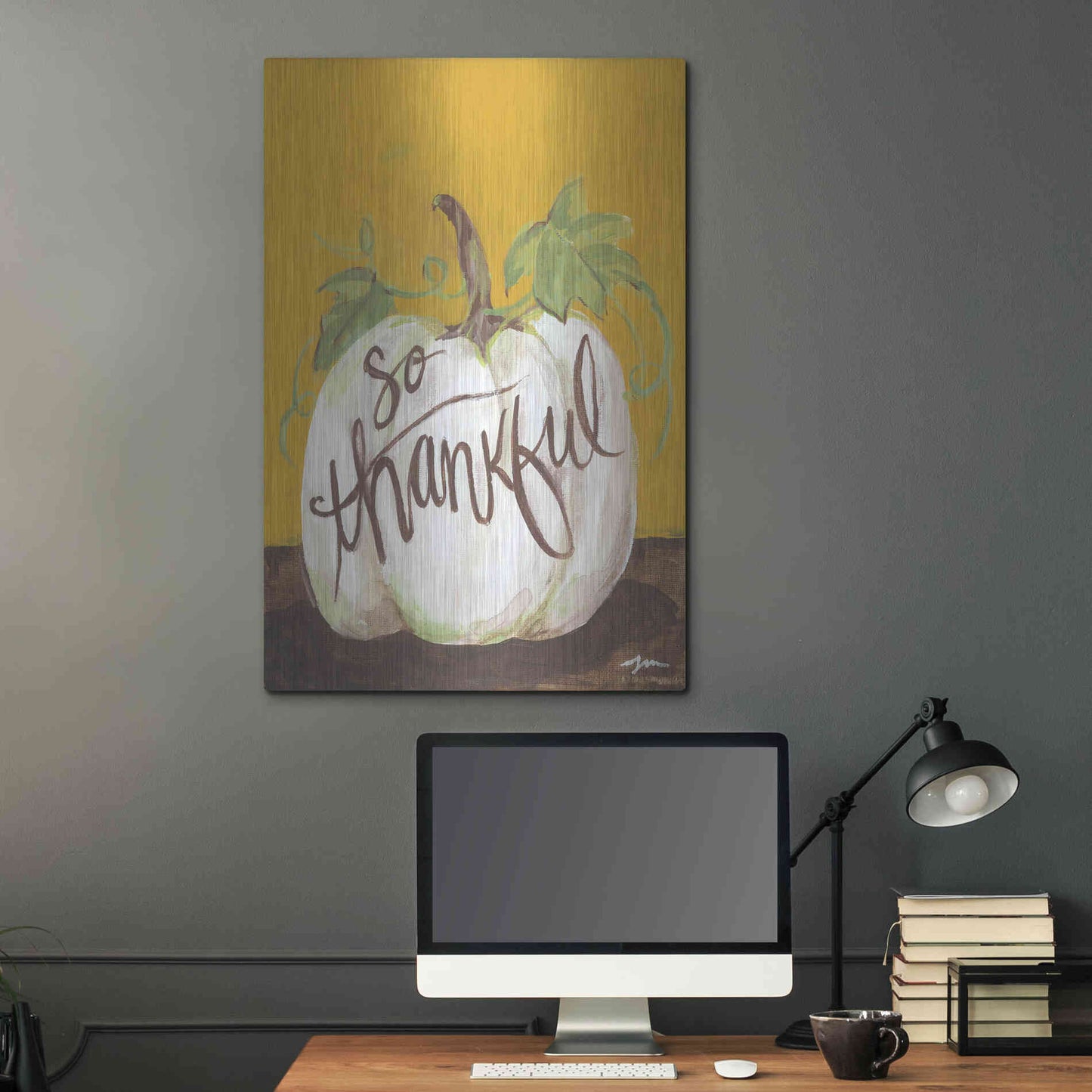 Luxe Metal Art 'So Thankful' by Jessica Mingo, Metal Wall Art,24x36