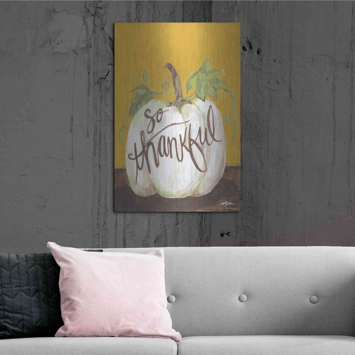 Luxe Metal Art 'So Thankful' by Jessica Mingo, Metal Wall Art,24x36