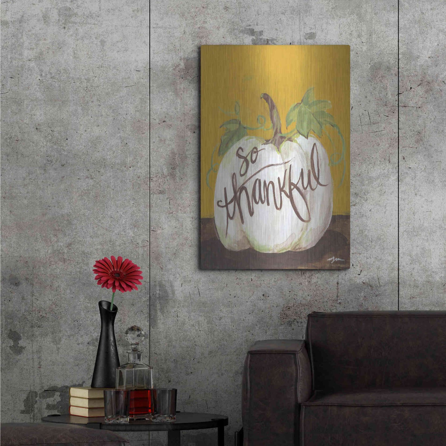 Luxe Metal Art 'So Thankful' by Jessica Mingo, Metal Wall Art,24x36