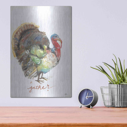 Luxe Metal Art 'Gather Turkey' by Jessica Mingo, Metal Wall Art,12x16