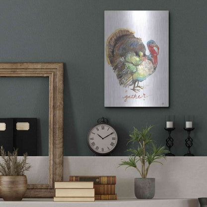 Luxe Metal Art 'Gather Turkey' by Jessica Mingo, Metal Wall Art,12x16