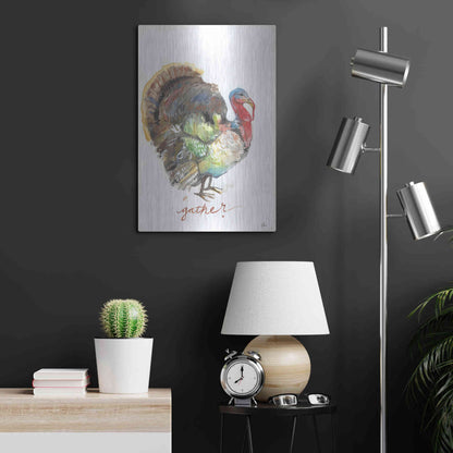 Luxe Metal Art 'Gather Turkey' by Jessica Mingo, Metal Wall Art,16x24