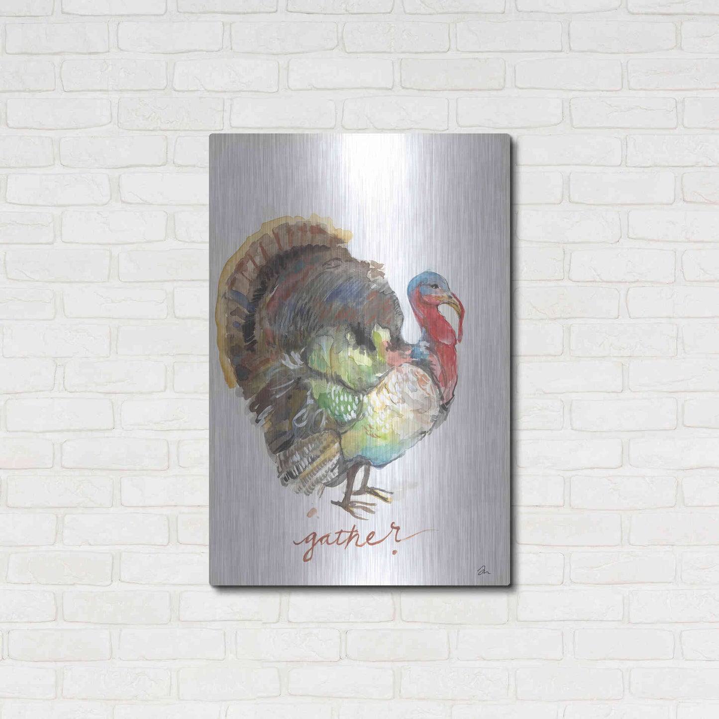 Luxe Metal Art 'Gather Turkey' by Jessica Mingo, Metal Wall Art,24x36
