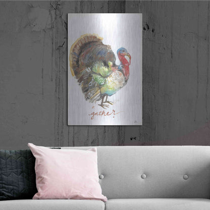 Luxe Metal Art 'Gather Turkey' by Jessica Mingo, Metal Wall Art,24x36