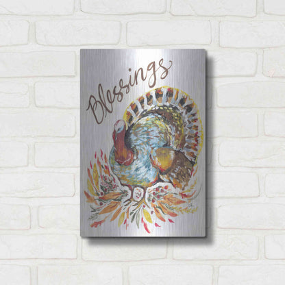 Luxe Metal Art 'Blessings Turkey' by Jessica Mingo, Metal Wall Art,12x16