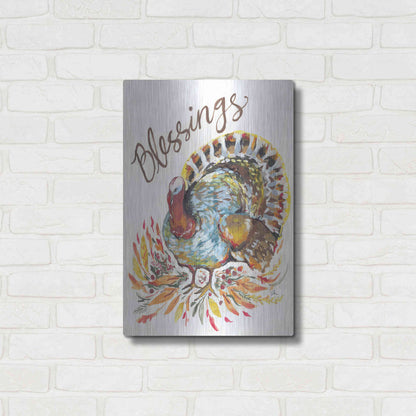 Luxe Metal Art 'Blessings Turkey' by Jessica Mingo, Metal Wall Art,16x24