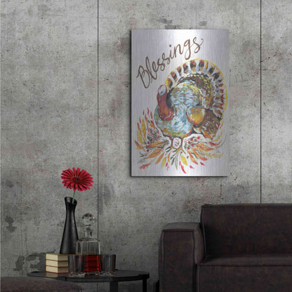 Luxe Metal Art 'Blessings Turkey' by Jessica Mingo, Metal Wall Art,24x36