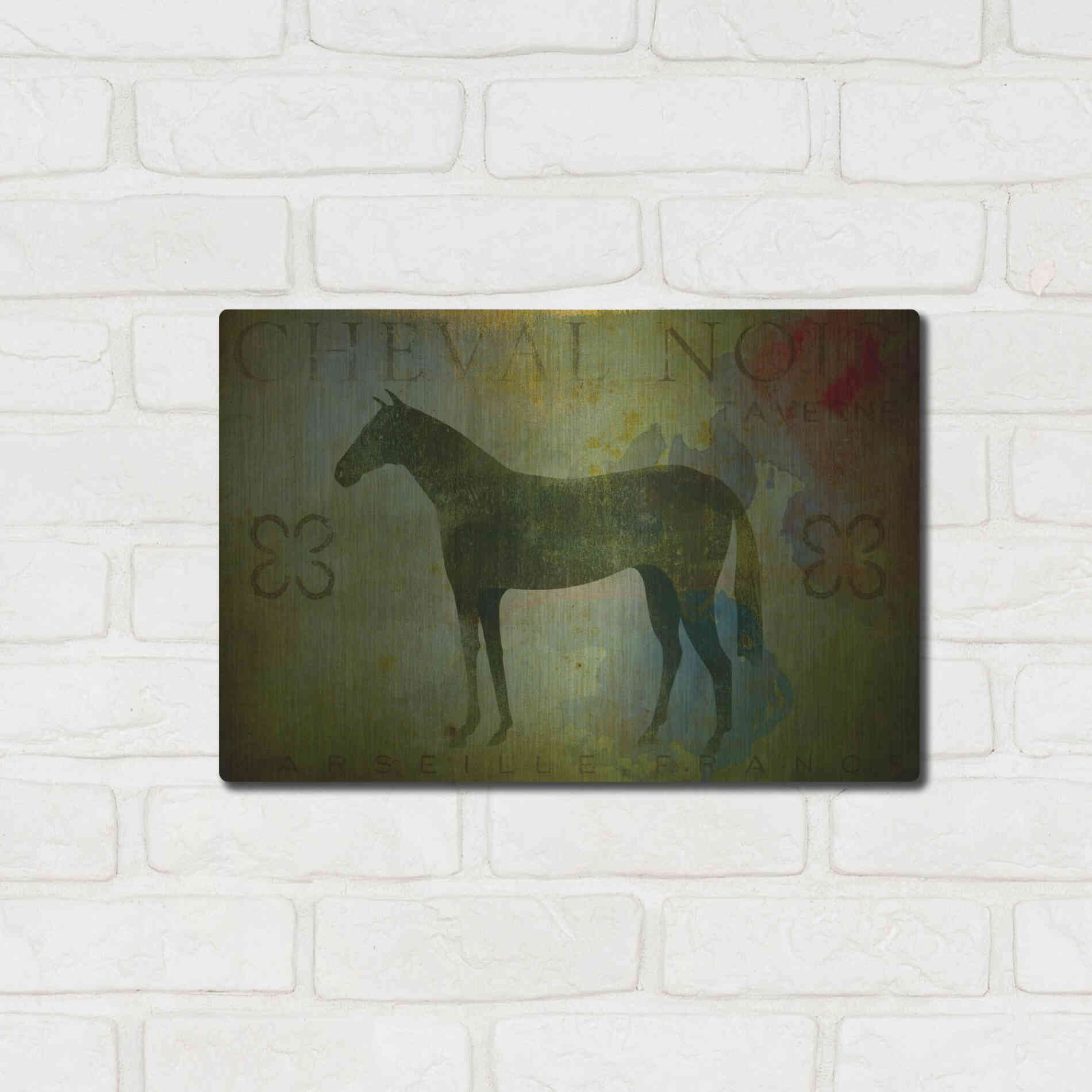 Luxe Metal Art 'Cheval Noir v1' by Ryan Fowler, Metal Wall Art,16x12