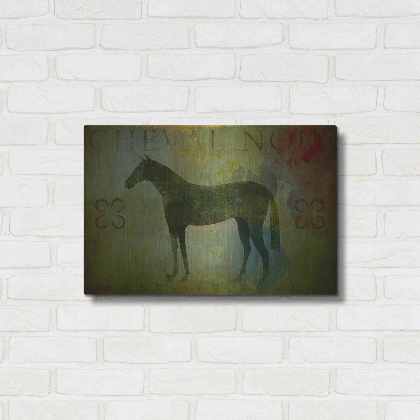 Luxe Metal Art 'Cheval Noir v1' by Ryan Fowler, Metal Wall Art,24x16