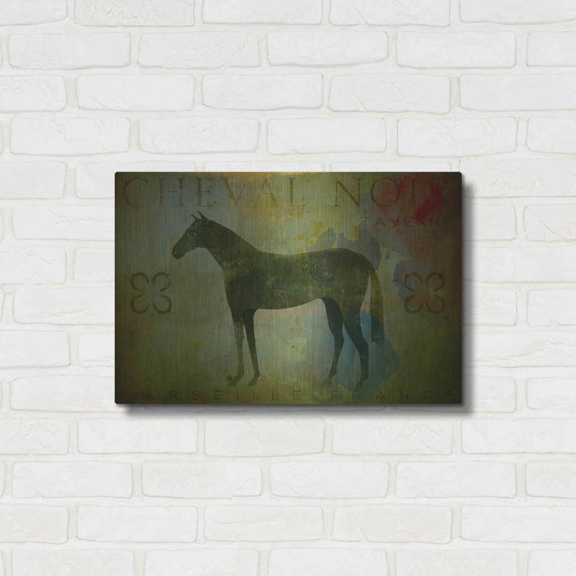 Luxe Metal Art 'Cheval Noir v1' by Ryan Fowler, Metal Wall Art,24x16
