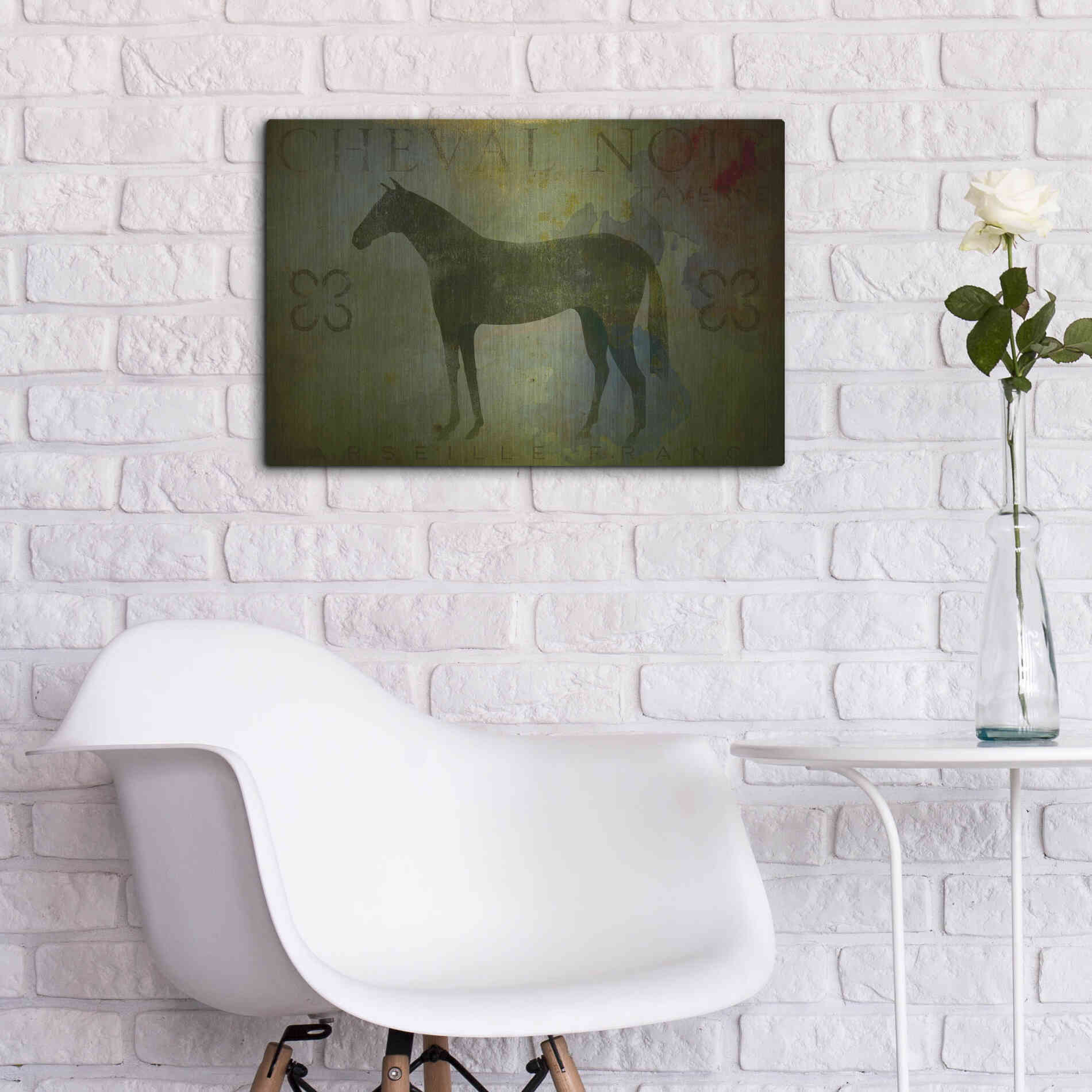 Luxe Metal Art 'Cheval Noir v1' by Ryan Fowler, Metal Wall Art,24x16