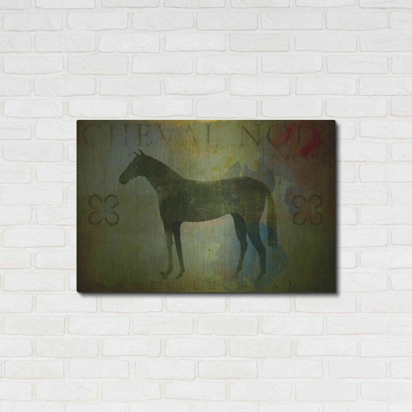 Luxe Metal Art 'Cheval Noir v1' by Ryan Fowler, Metal Wall Art,36x24