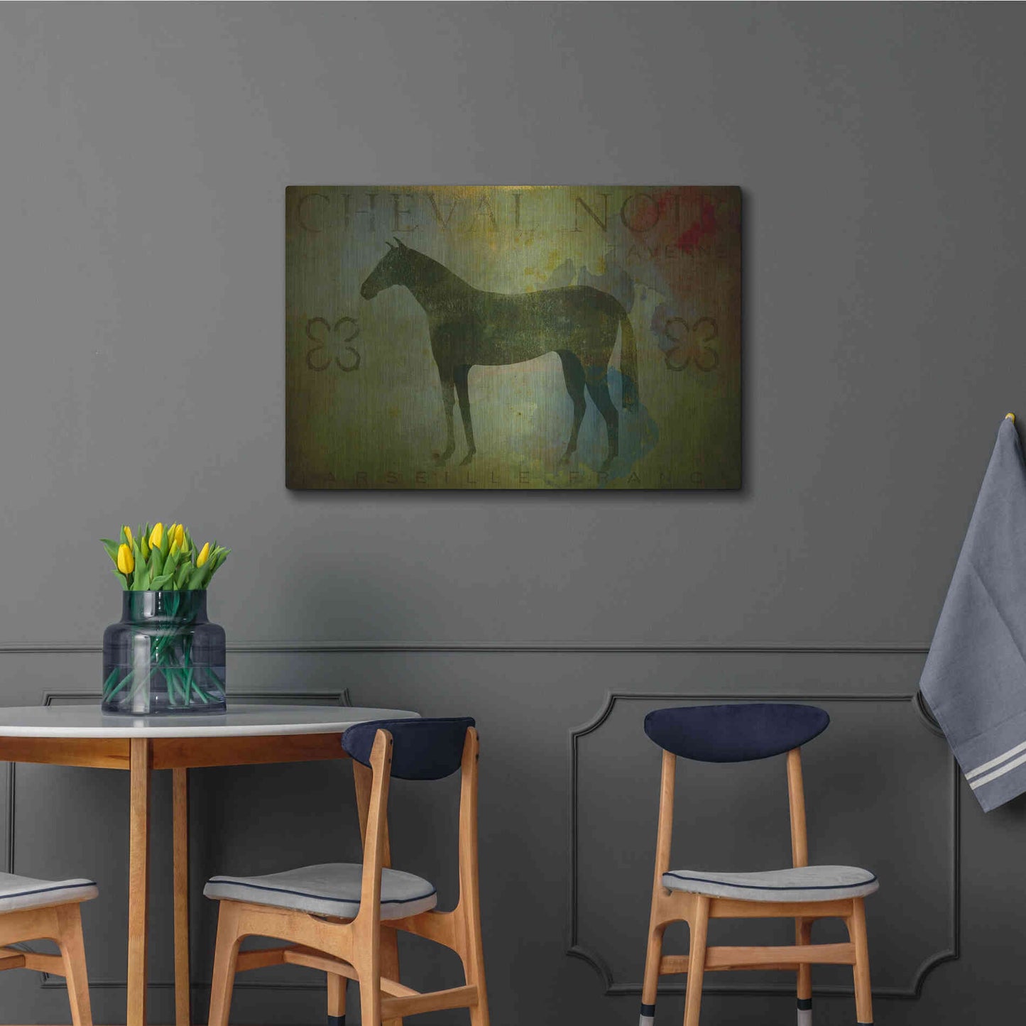 Luxe Metal Art 'Cheval Noir v1' by Ryan Fowler, Metal Wall Art,36x24