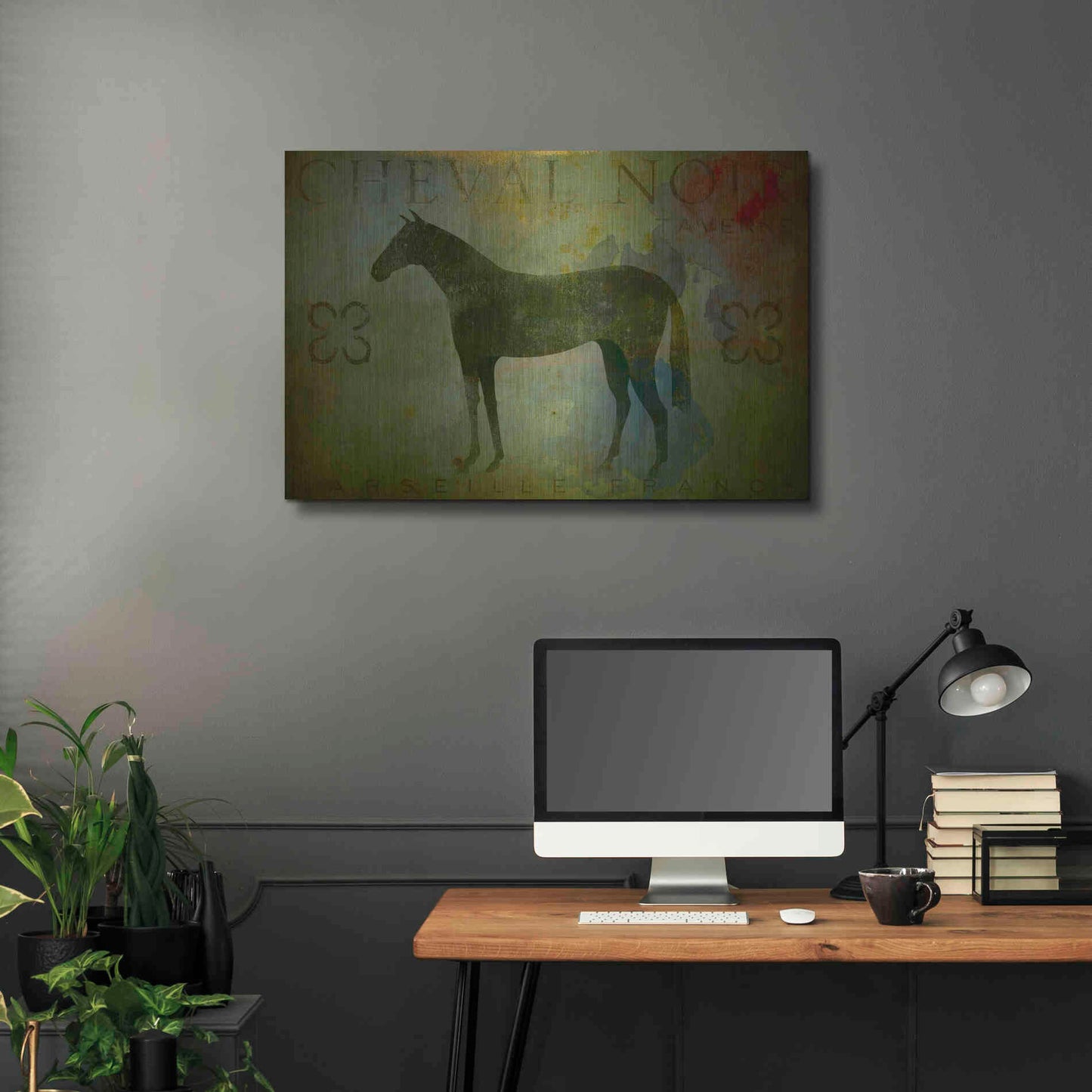 Luxe Metal Art 'Cheval Noir v1' by Ryan Fowler, Metal Wall Art,36x24