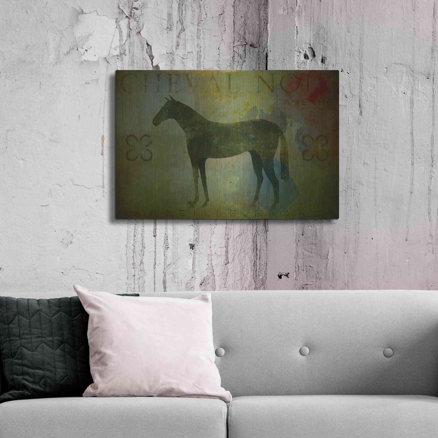 Luxe Metal Art 'Cheval Noir v1' by Ryan Fowler, Metal Wall Art,36x24
