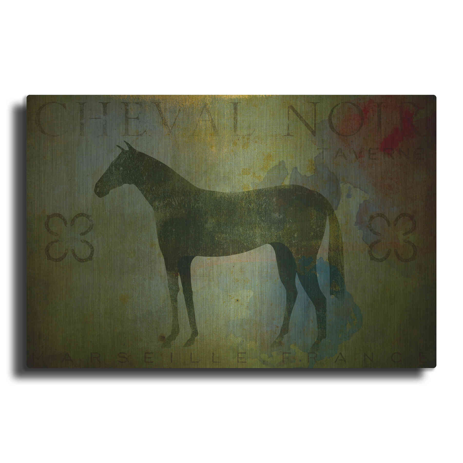Luxe Metal Art 'Cheval Noir v1' by Ryan Fowler, Metal Wall Art