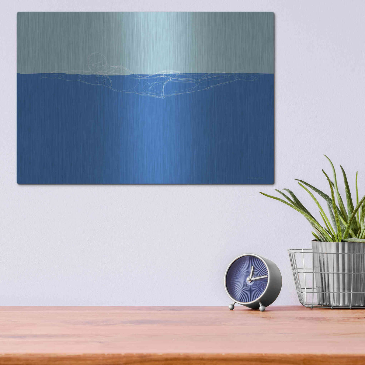 Luxe Metal Art 'How to Swim 1' by Kamdon Kreations, Metal Wall Art,16x12